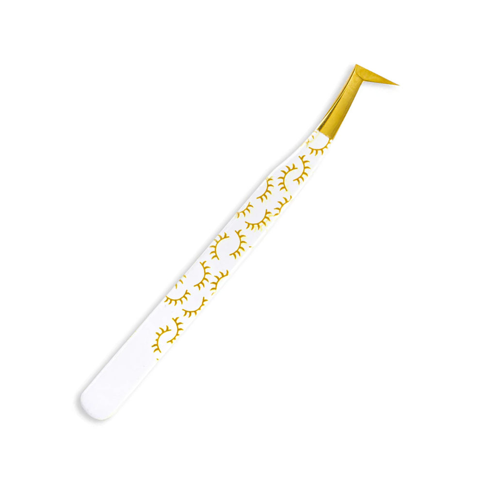 MY-01 Printed Yellow Lashes Tweezers For Eyelash Extension - Moonlash