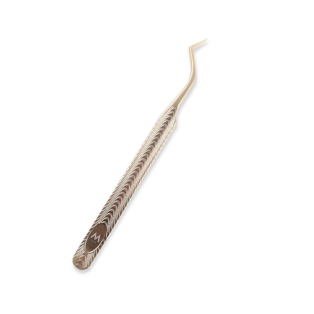 MF-02 Gold Fishbone Texture Tweezers-Eyelash Extension Tweezers - Moonlash