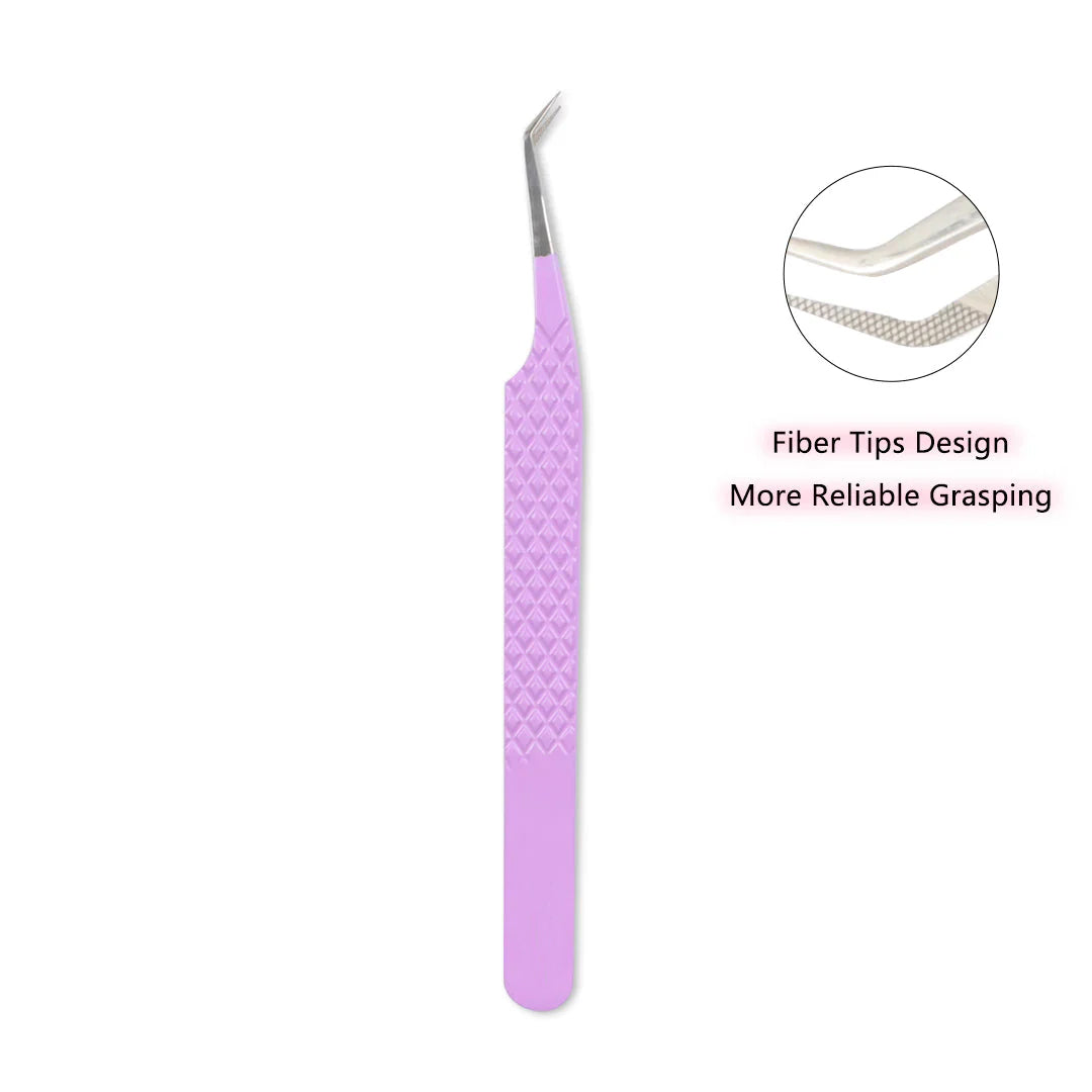 MV-02 Violet Fiber Tweezers For Eyelash Extension - Moonlash