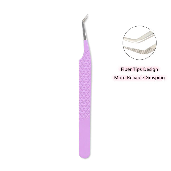 MV-02 Violet Fiber Tweezers For Eyelash Extension - Moonlash