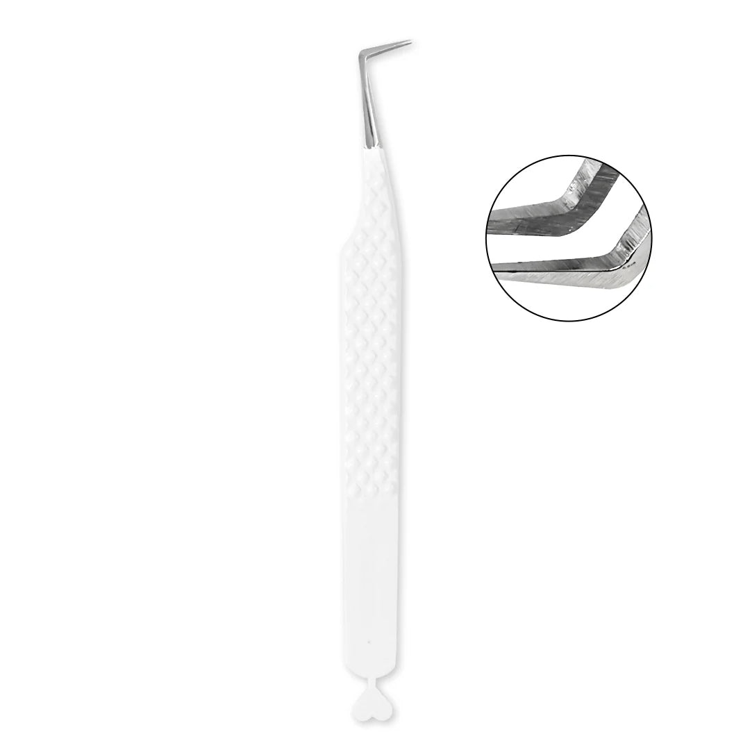 MW-01 Heart-shaped White Tweezers For Eyelash Extension - Moonlash