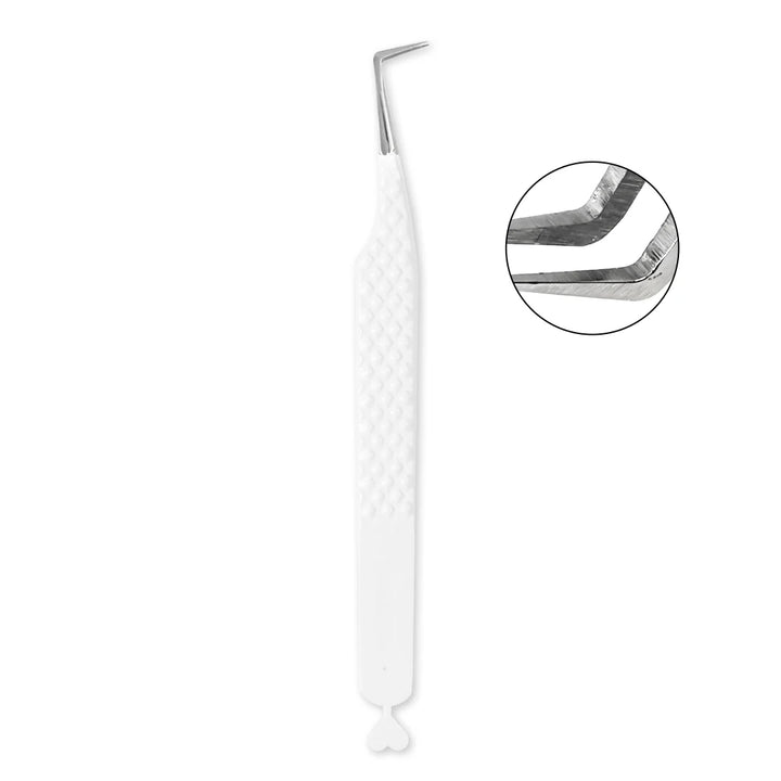 MW-01 Heart-shaped White Tweezers For Eyelash Extension - Moonlash