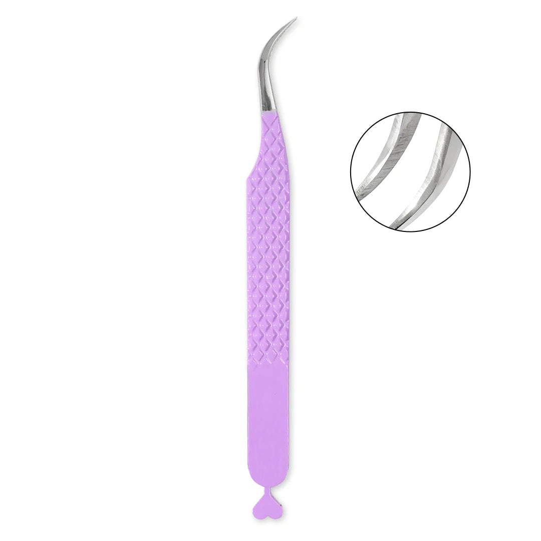 MV-01 Violet Heart-shaped Tweezers For Eyelash Extension - Moonlash