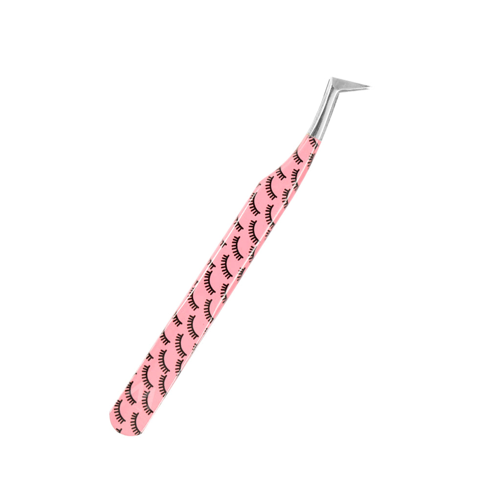 MP-08 Printed Black Lashes Tweezers For Eyelash Extension - Moonlash