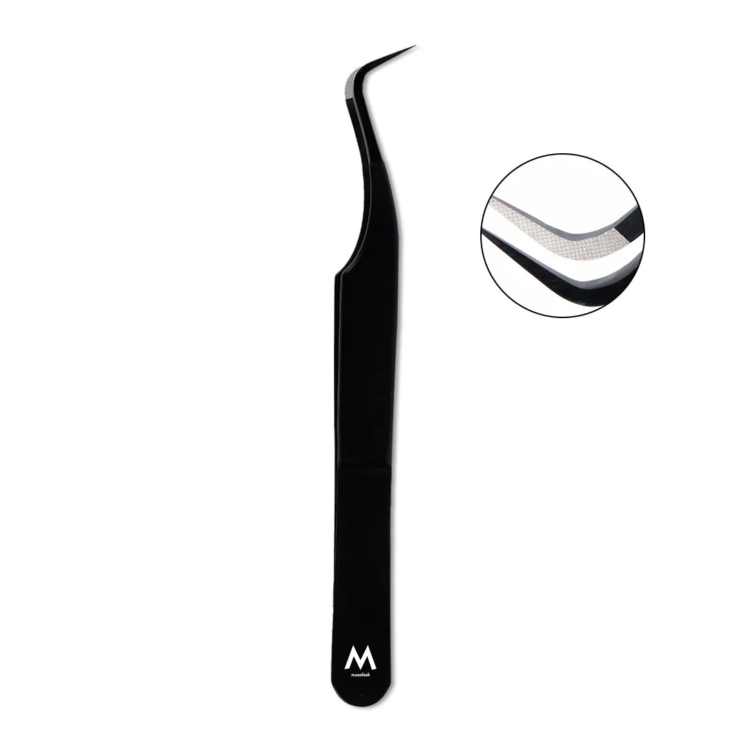 MK-06 Black Fiber Tweezers-Eyelash Extension Tweezers - Moonlash